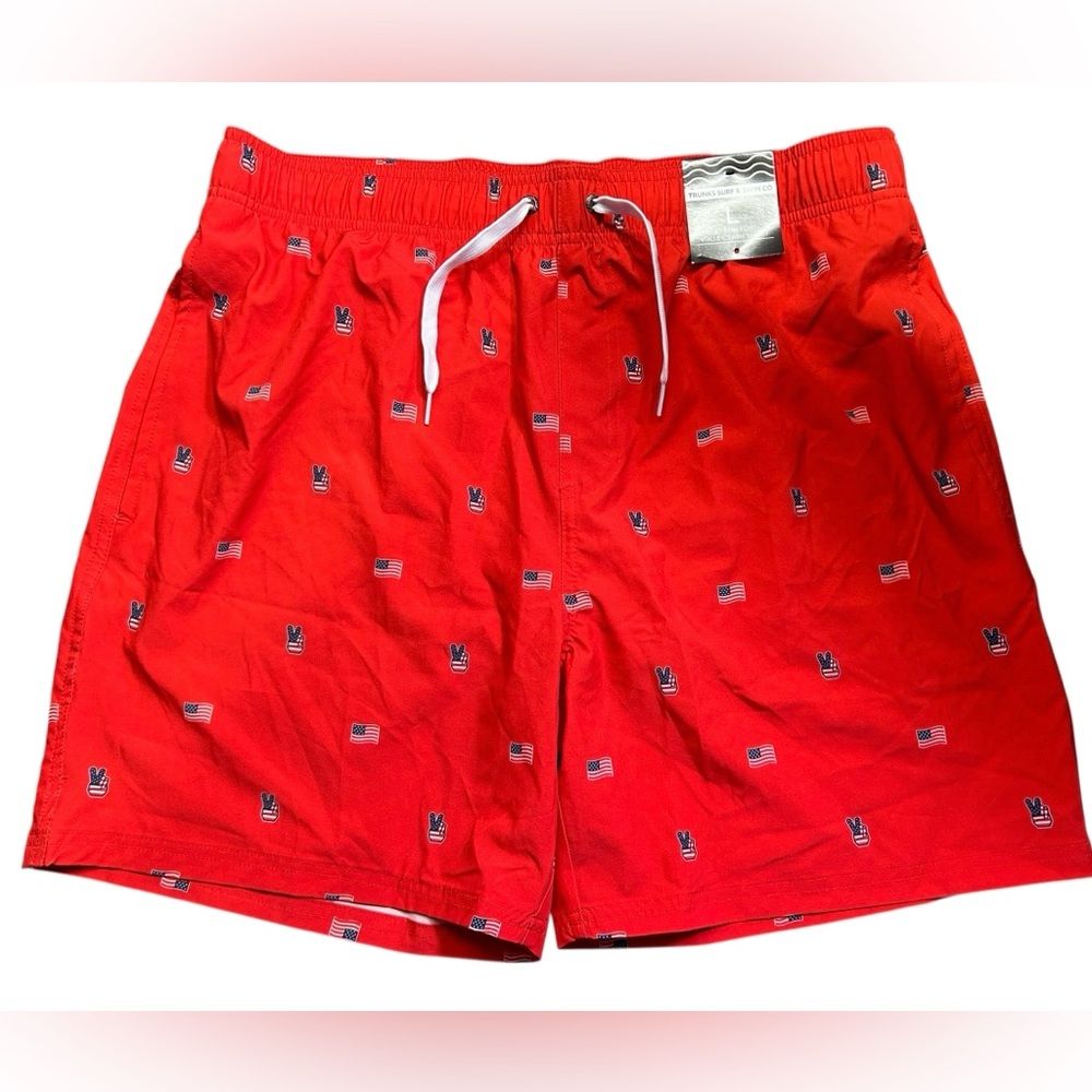 Trunks Surf & Swim Co. Patriotic Embroidered Regular Fit Swim Trunks Size L NWT - Picture 2 of 7